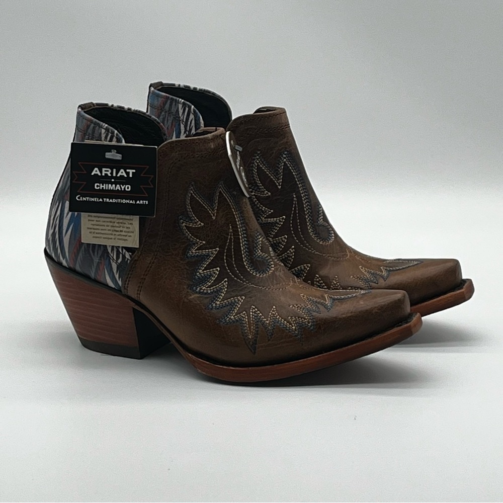 NWT Ariat Womens 6 Dixon Chimayo Brown Leather Western Ankle Cowboy Boot - Picture 7 of 11